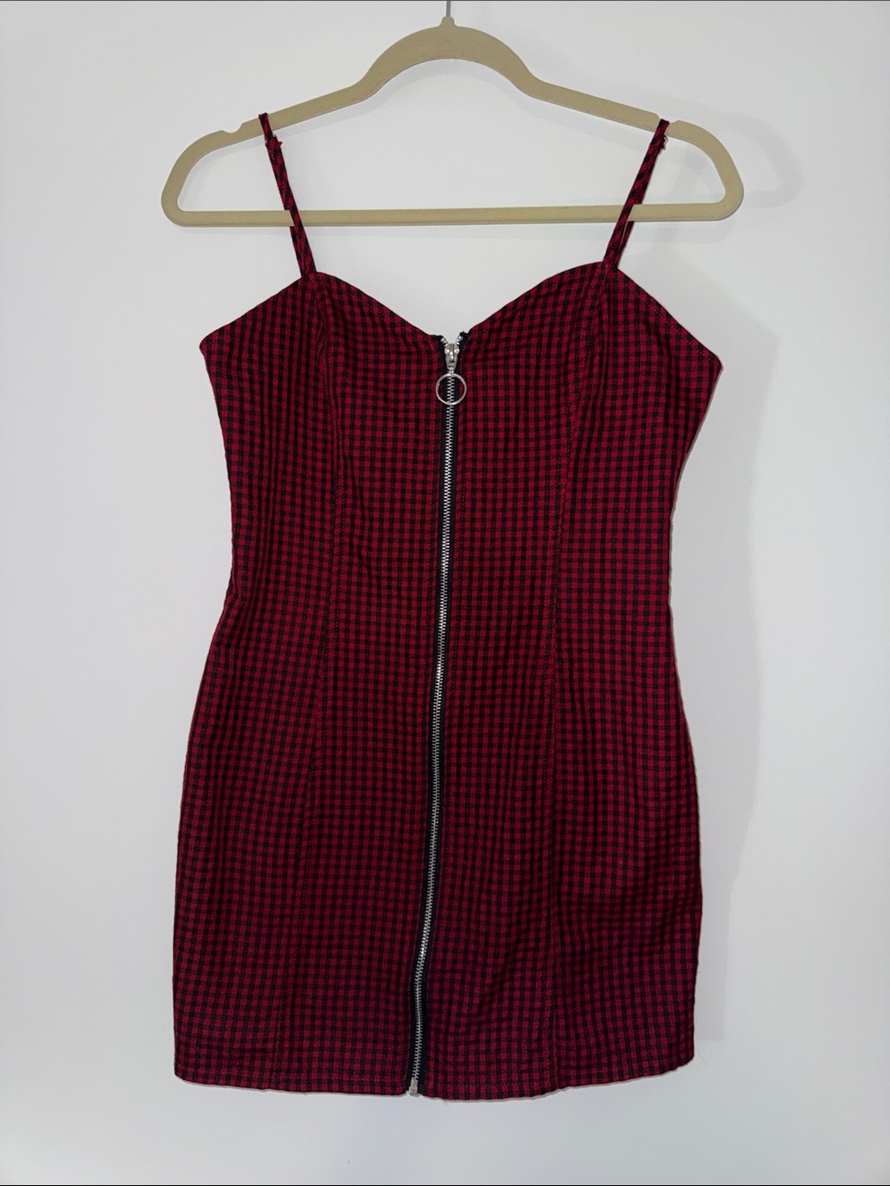 Red plaid mini dress